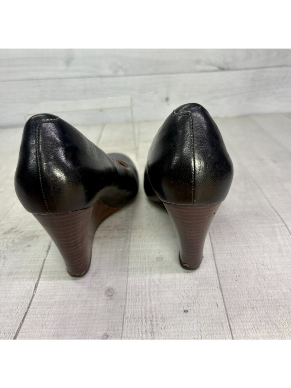 Clarks Leather Wedge Pumps Womens 8.5 M Black Comfort Office Work Career Shoes - Picture 6 of 11